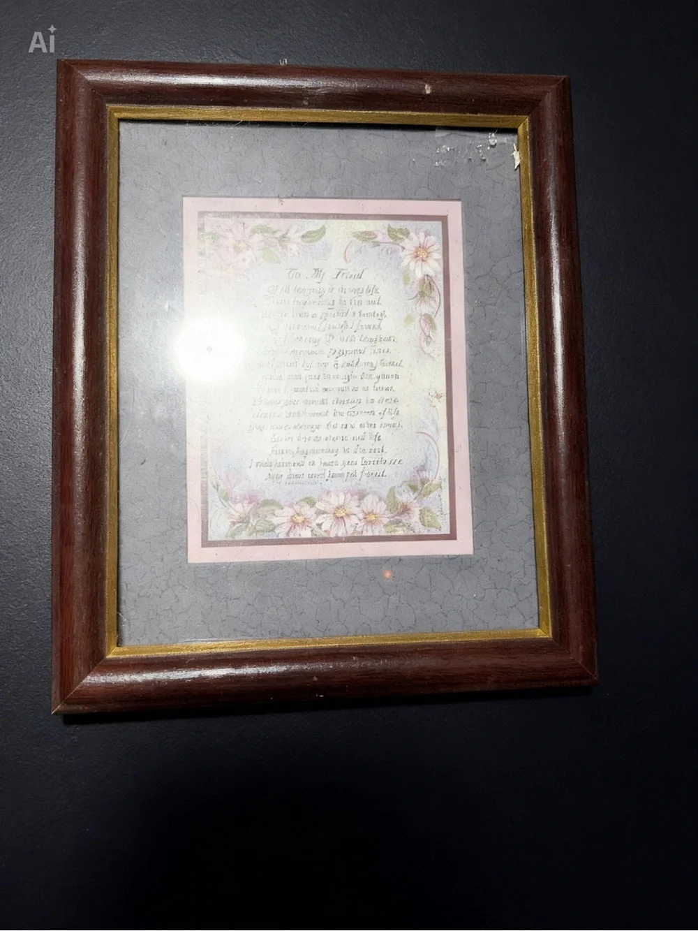 Home Interiors Brown Wood Picture Frame with Gold Trim